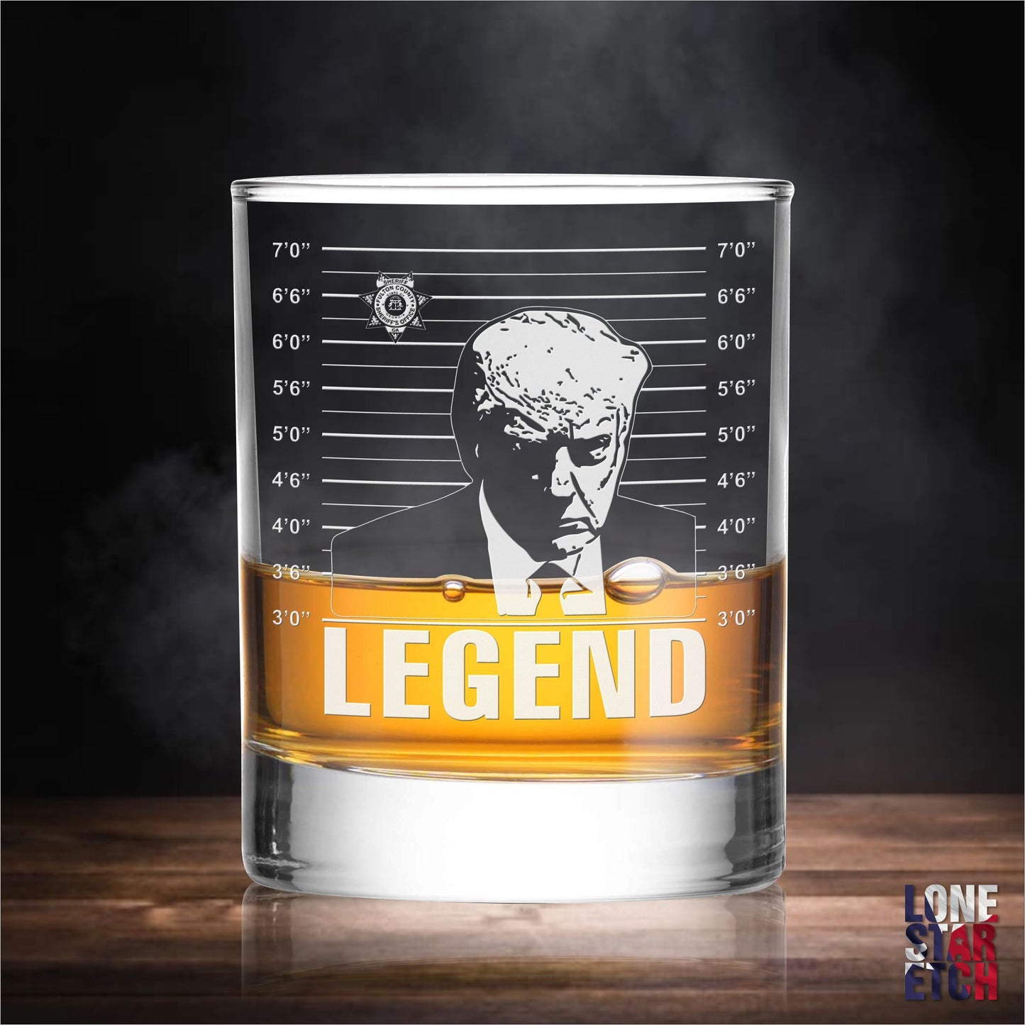 Trump Mugshot / Legend / Engraved Whiskey Glass/ Bourbon Glass / Scotch Glass/ Single Glass  / Father's Day Gift / Valentine's Day Gift