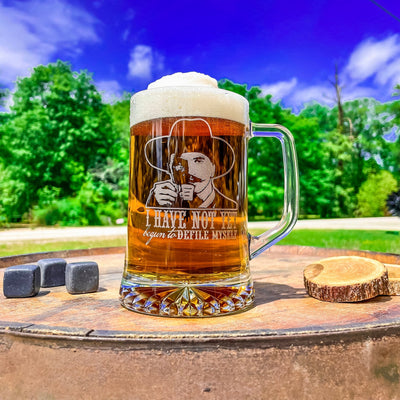 Doc Holliday Mug / Defile Myself / Engraved 23 oz. Glass Beer Mug / Gift for Him / Gifts for Men  / Father's Day Gift