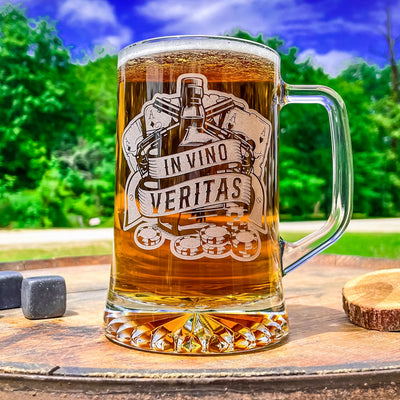 Doc Holliday Mug / In Vino Veritas / Engraved 23 oz. Glass Beer Mug / Gift for Him / Gifts for Men  / Father's Day Gift