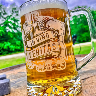 Doc Holliday Mug / In Vino Veritas / Engraved 23 oz. Glass Beer Mug / Gift for Him / Gifts for Men  / Father's Day Gift