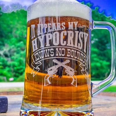 Doc Holliday Mug / My Hypocrisy / Engraved 23 oz. Glass Beer Mug / Gift for Him / Gifts for Men  / Father's Day Gift