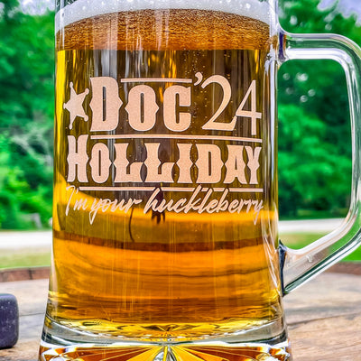 Doc Holliday Mug / Doc ‘24 / Engraved 23 oz. Glass Beer Mug / Gift for Him / Gifts for Men  / Father's Day Gift