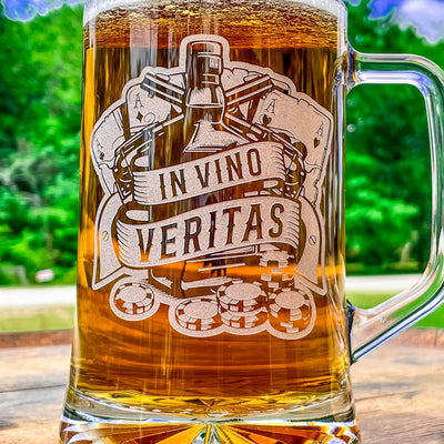 Doc Holliday Mug / In Vino Veritas / Engraved 23 oz. Glass Beer Mug / Gift for Him / Gifts for Men  / Father's Day Gift