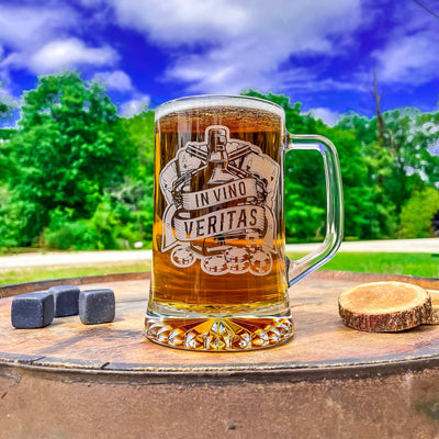 Doc Holliday Mug / In Vino Veritas / Engraved 23 oz. Glass Beer Mug / Gift for Him / Gifts for Men  / Father's Day Gift