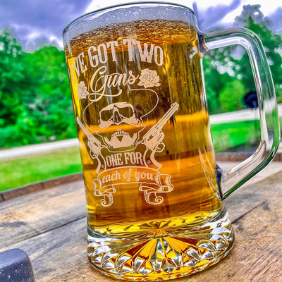 Doc Holliday Mug / Two Guns / Engraved 23 oz. Glass Beer Mug / Gift for Him / Gifts for Men  / Father's Day Gift