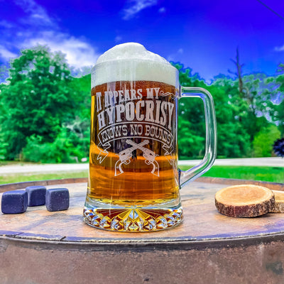 Doc Holliday Mug / My Hypocrisy / Engraved 23 oz. Glass Beer Mug / Gift for Him / Gifts for Men  / Father's Day Gift