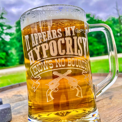 Doc Holliday Mug / My Hypocrisy / Engraved 23 oz. Glass Beer Mug / Gift for Him / Gifts for Men  / Father's Day Gift