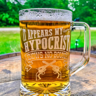 Doc Holliday Mug / My Hypocrisy / Engraved 23 oz. Glass Beer Mug / Gift for Him / Gifts for Men  / Father's Day Gift