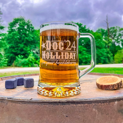 Doc Holliday Mug / Doc ‘24 / Engraved 23 oz. Glass Beer Mug / Gift for Him / Gifts for Men  / Father's Day Gift