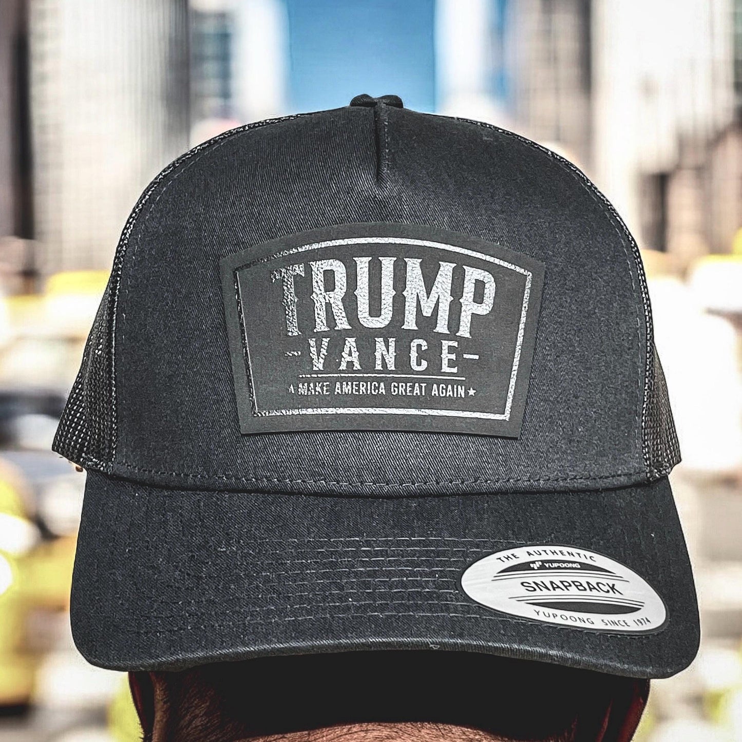 Trump Vance 2024 Blacked Out Hat / Trump 47 Trucker Cap / YP Classics 5 Panel / Black on Black Patch Trucker Hat / Valentine's Day Gift / Valentine's Day Gift