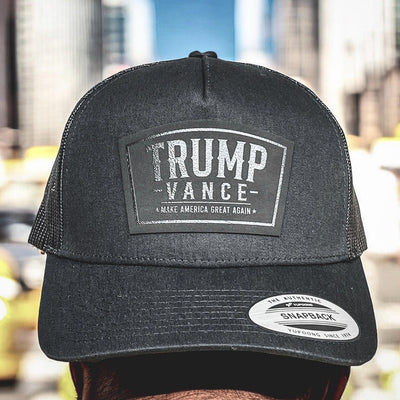 Trump Vance 2024 Blacked Out Hat / Trump 47 Trucker Cap / YP Classics 5 Panel / Black on Black Patch Trucker Hat / Christmas Gift