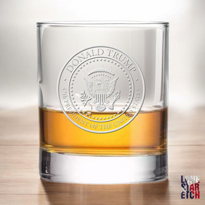 Donald J. Trump 47th Presidential Seal Whiskey Glass / Bourbon Glass / Patriotic Whiskey Glass - Celebrate the Historic 2024 Election Victory of Donald J. Trump!