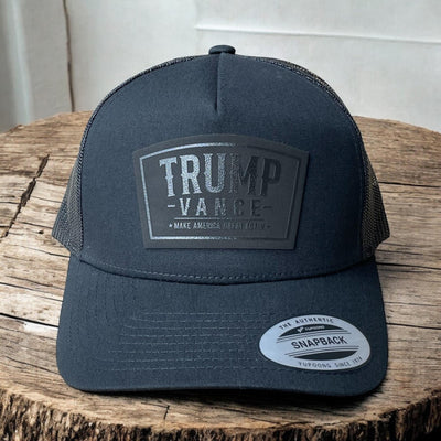 Trump Vance 2024 Blacked Out Hat / Trump 47 Trucker Cap / YP Classics 5 Panel / Black on Black Patch Trucker Hat / Christmas Gift