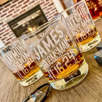 Custom Groomsmen Whiskey Glasses / Engraved Wedding Glasses / Groomsman Gift / Best Man Bourbon Glasses / Grooms Gifts/ Christmas Gift