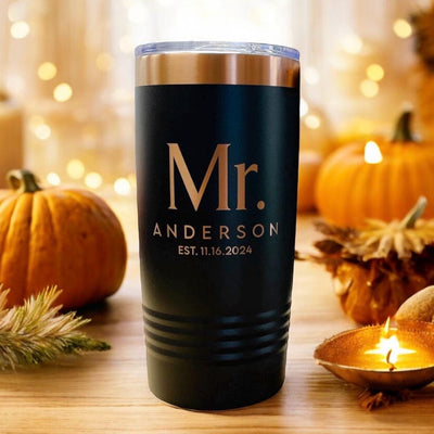 Mr and Mrs Tumblers Tumbler Set / Laser Etched Tumblers / His and Hers Gift / Wedding Tumblers / Personalized Tumblers with Slider Lids