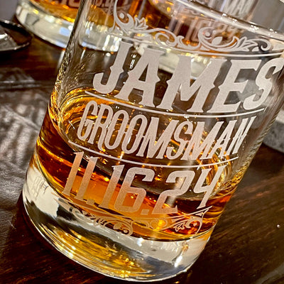 Custom Groomsmen Whiskey Glasses / Engraved Wedding Glasses / Groomsman Gift / Best Man Bourbon Glasses / Grooms Gifts/ Christmas Gift