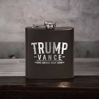 Trump Vance Laser Etched Black Stainless Steel Hip Flask | Political Gift | Trump 2024 Flask | Election Gear | Trump Merch | Christmas Gift