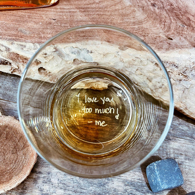 Custom Handwritten Note Whiskey Glass | Engraved Handwritten Message | Secret Message Glass |  Personalized Whiskey Glass | Christmas Gift