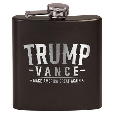 Trump Vance Laser Etched Black Stainless Steel Hip Flask | Political Gift | Trump 2024 Flask | Election Gear | Trump Merch | Christmas Gift