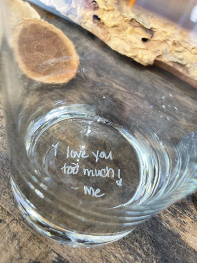 Custom Handwritten Note Whiskey Glass | Engraved Handwritten Message | Secret Message Glass |  Personalized Whiskey Glass | Christmas Gift