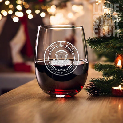 Trump 47th Presidential Seal Wine Glass | President Trump Gift |  Engraved Stemless Wine Glass | Trump Wine Glass | Christmas Gift