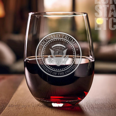 Trump 47th Presidential Seal Wine Glass | President Trump Gift |  Engraved Stemless Wine Glass | Trump Wine Glass | Christmas Gift