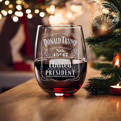 Trump 45 47 Wine Glass | Trump Stemless Wine Glass |  Engraved Wine Glass | Political Gift | Election Gear | Trump Merch | Trump 2024