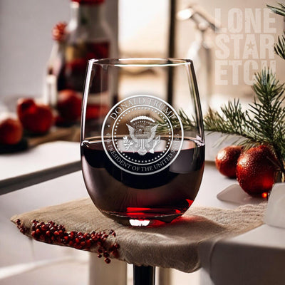 Trump 47th Presidential Seal Wine Glass | President Trump Gift |  Engraved Stemless Wine Glass | Trump Wine Glass | Christmas Gift