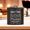 Trump Old No 47 Laser Engraved Black Stainless Steel Hip Flask | Political Gift | Trump 2024 Flask | Trump Merch