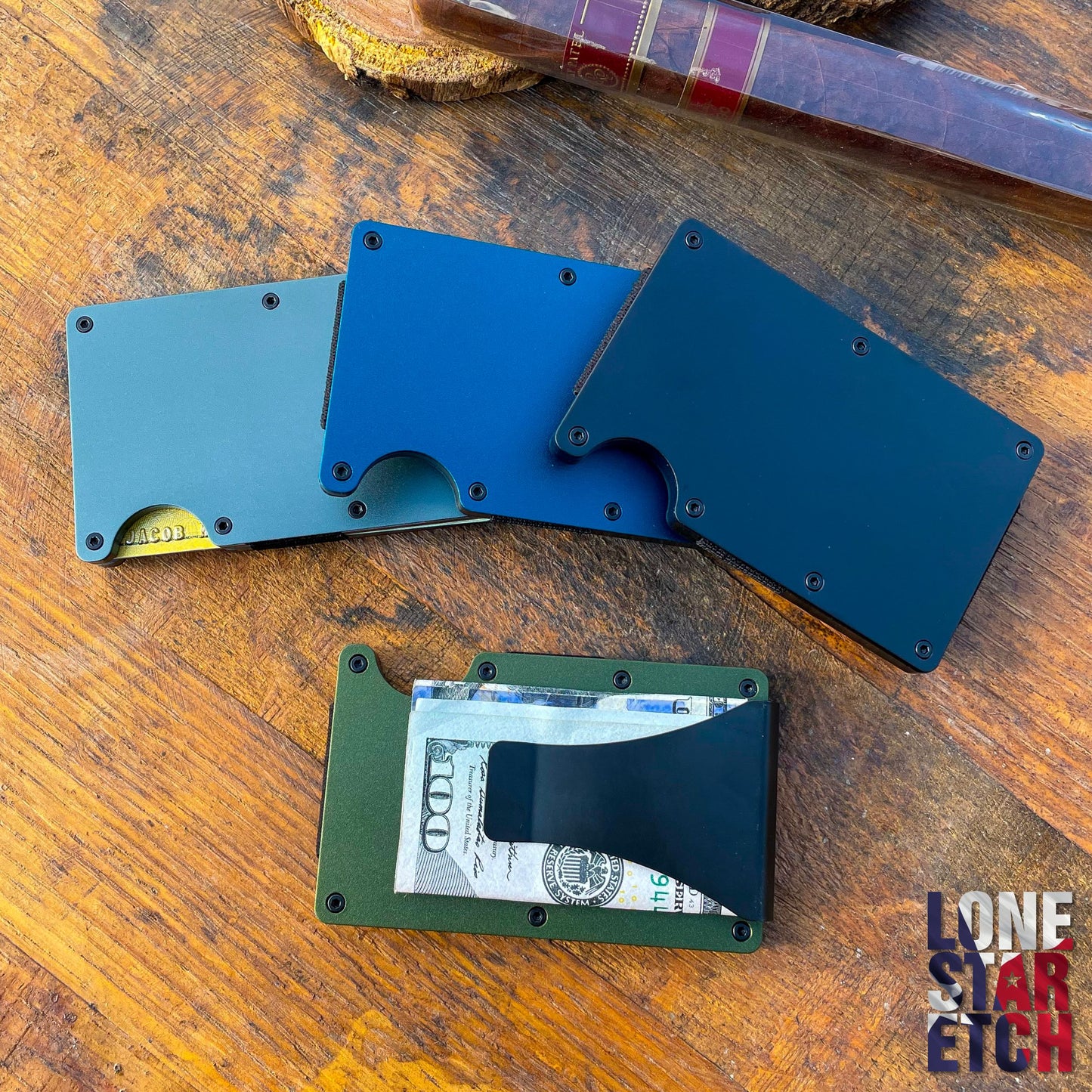 Firefighter Flag  Slim Metal Minimalist RFID Blocking Wallet   / Father's Day Gift / Valentine's Day Gift