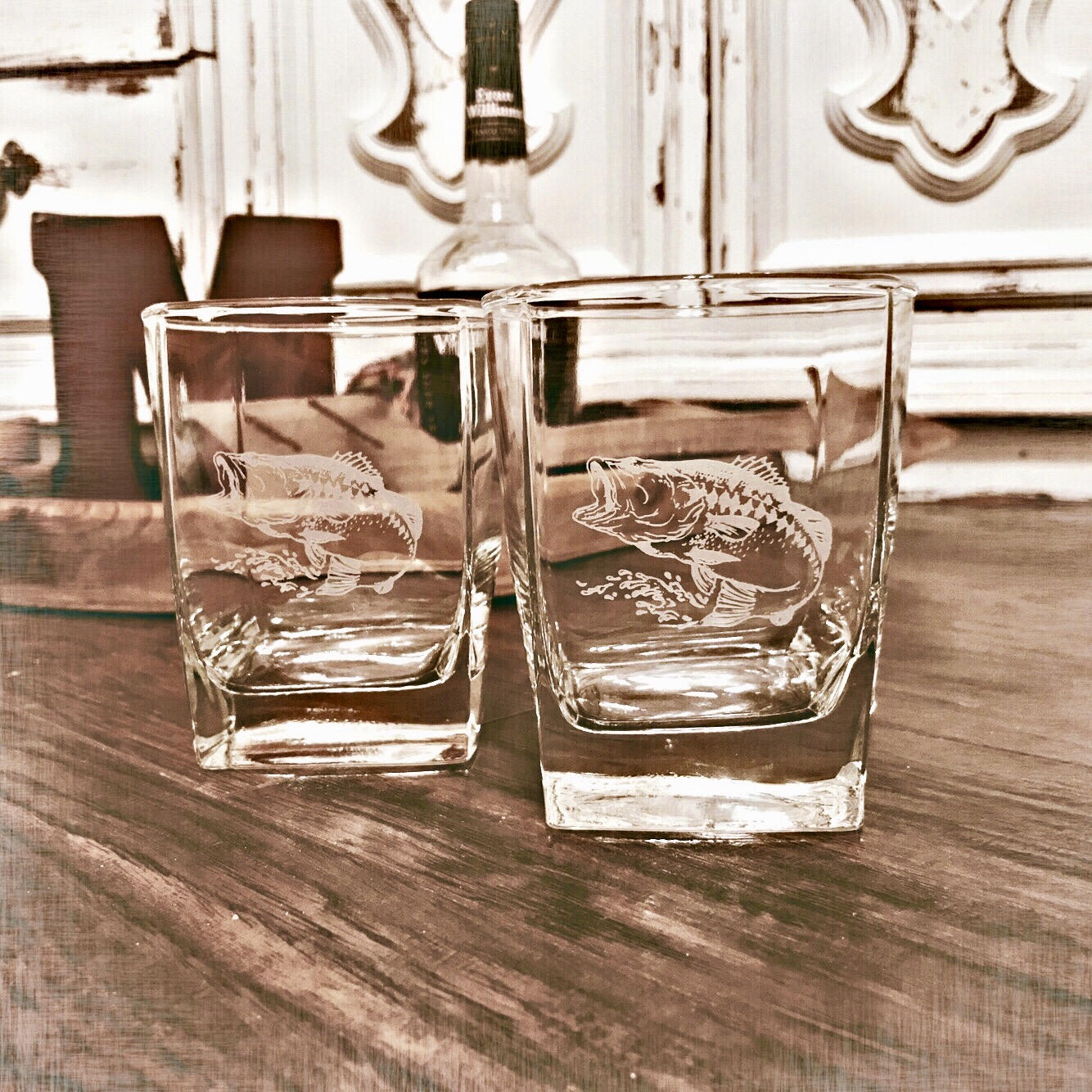 Bass Fishing Whiskey Glass / Father's Day Gift / Valentine's Day Gift