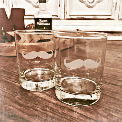 Mustache Whiskey Glass Set    / Valentine's Day Gift
