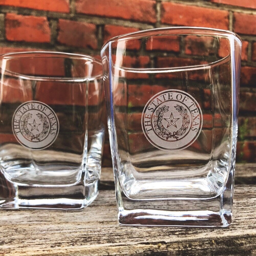 Texas State Seal Whiskey Glass / Father's Day Gift / Valentine's Day Gift