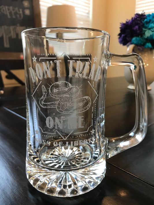 Don't Tread on Me Engraved Beer Mug    / Father's Day Gift / Valentine's Day Gift