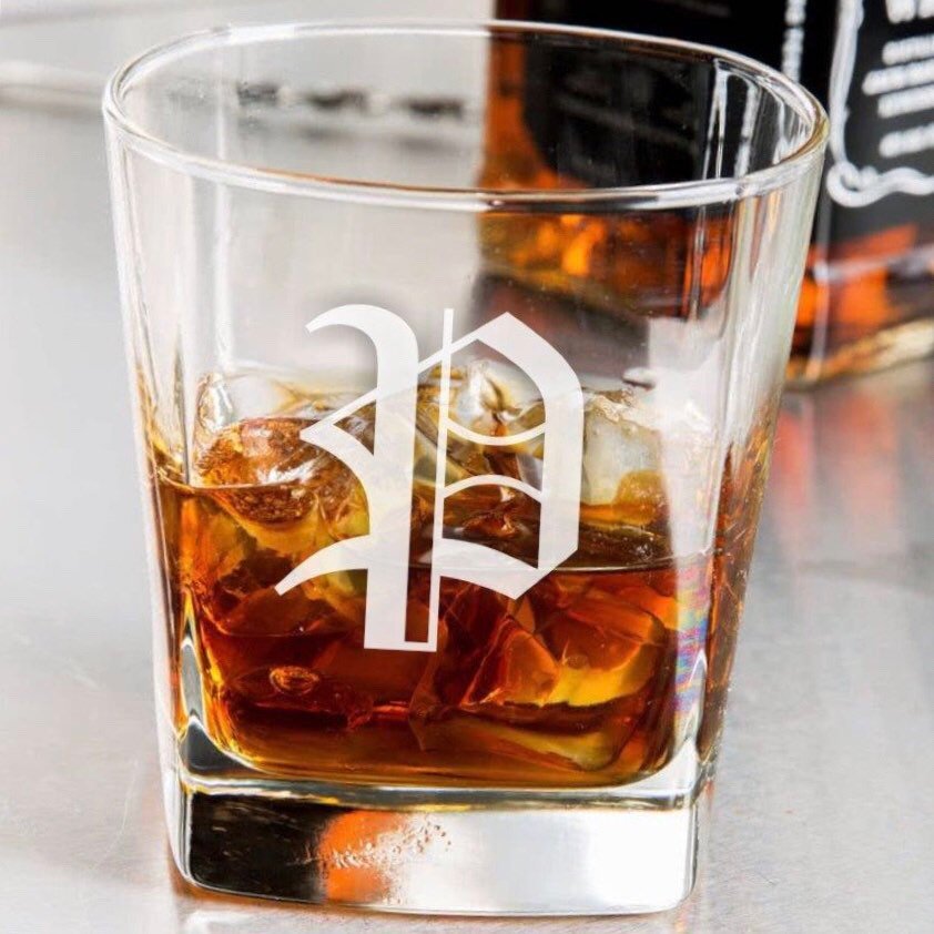 Old English Monogram Engraved Whiskey Glass / Father's Day Gift / Valentine's Day Gift