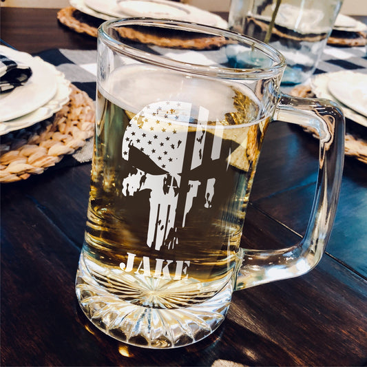 Punisher American Flag Beer Mug    / Father's Day Gift / Valentine's Day Gift