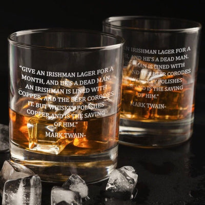 Mark Twain Irish Quote Whiskey Glass Set    / Christmas Gift