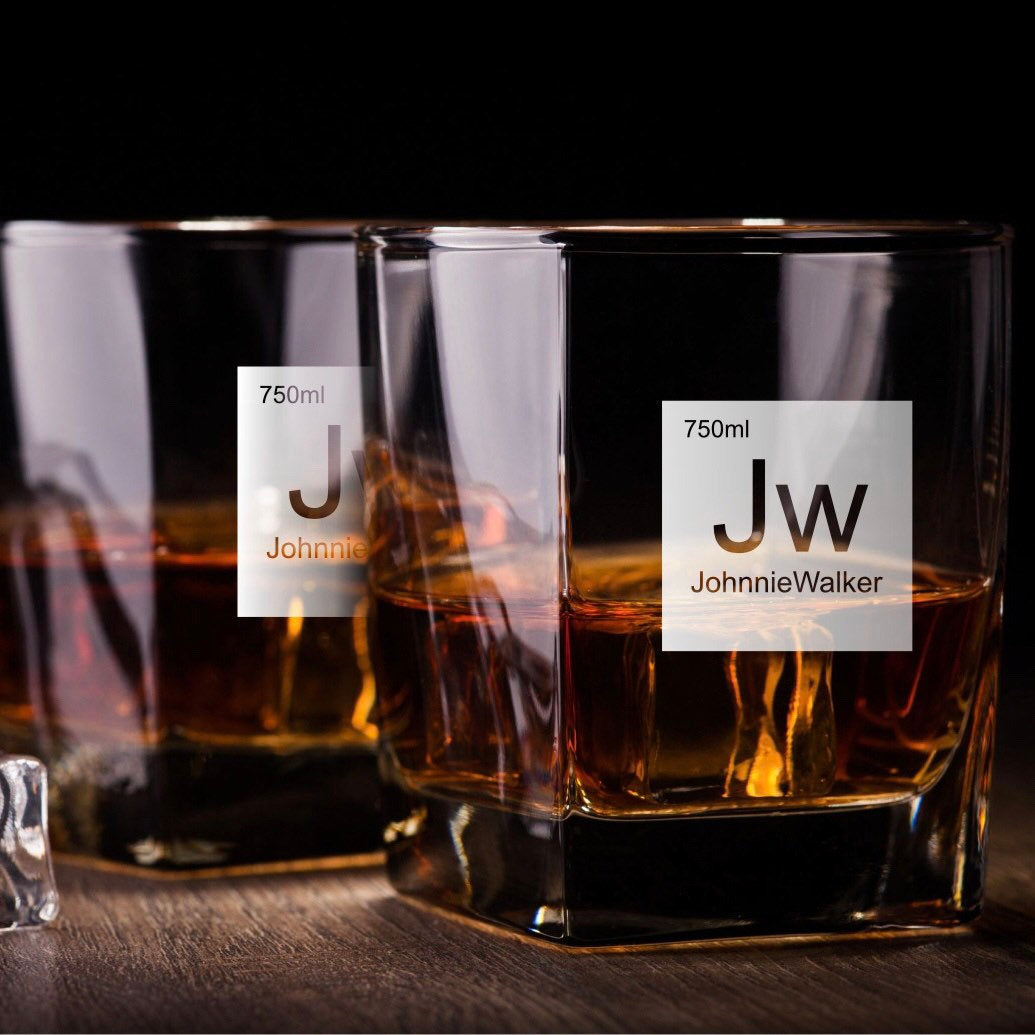 Periodic Table of Alcohol Johnnie Walker Whiskey Glass / Father's Day Gift / Valentine's Day Gift