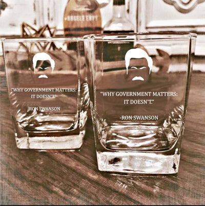 Ron Swanson  Government Whiskey Glass Set    / Valentine's Day Gift