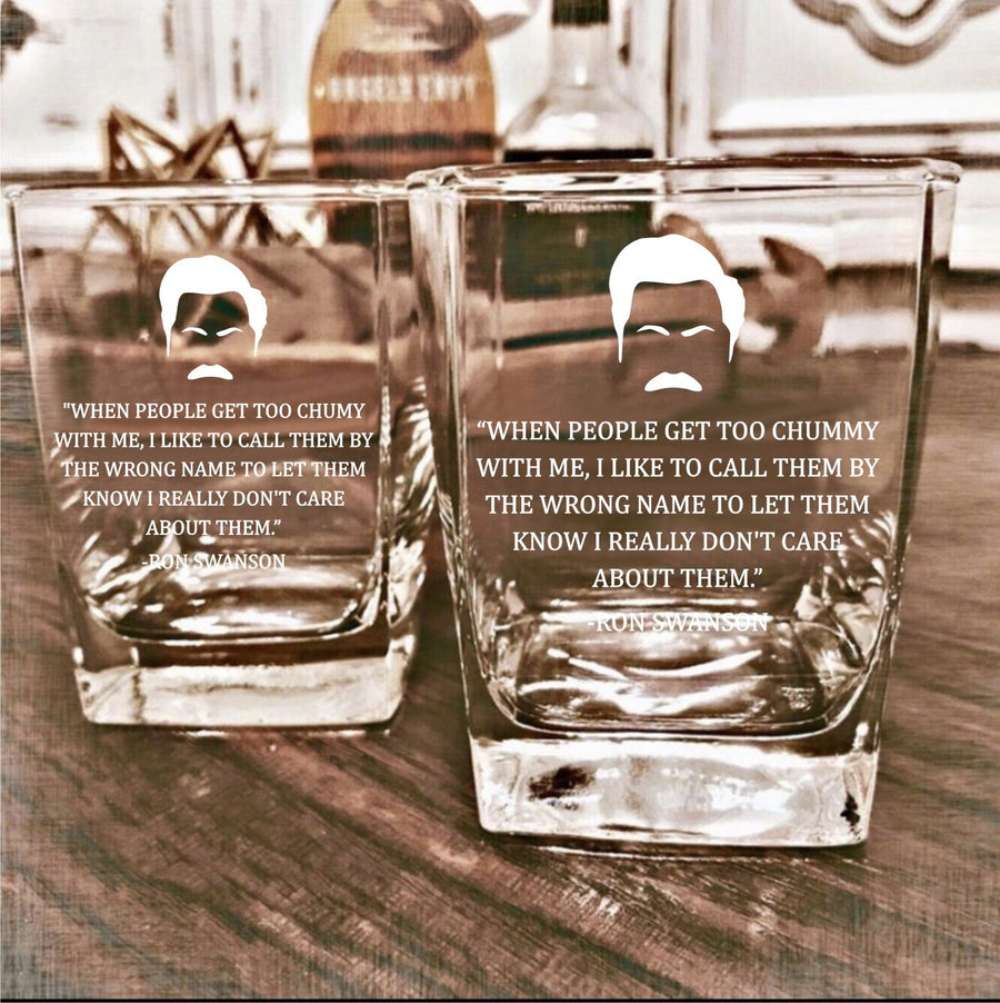 Pew Pew Pew Whoosh Wars Whiskey Glass Set of 4, Engraved Funny Sci