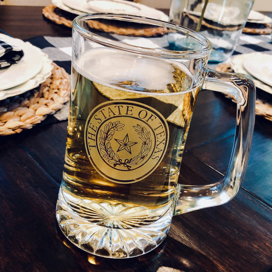 State of Texas Seal Beer Mug - Groomsmen, Wedding, Best man    / Father's Day Gift / Valentine's Day Gift