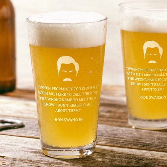 Ron Swanson  Chummy  Pint Glass / Father's Day Gift
