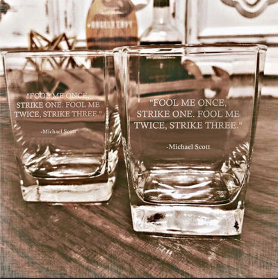 Michael Scott  Fool Me Once  The Office Whiskey Glass Set    / Christmas Gift