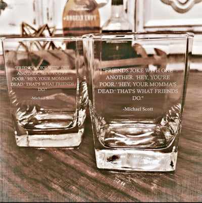 Michael Scott  Friends Joke  The Office Whiskey Glass Set    / Valentine's Day Gift