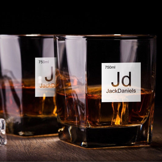 Periodic Table of Alcohol Jack Daniels Whiskey Glass / Father's Day Gift / Valentine's Day Gift