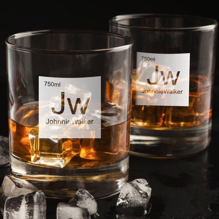Periodic Table of Alcohol Johnnie Walker Whiskey Glass / Father's Day Gift / Valentine's Day Gift