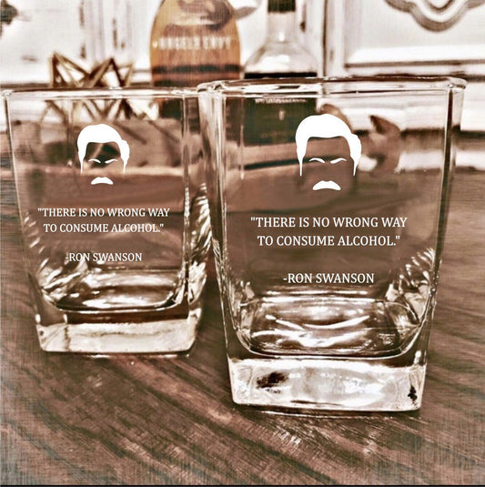 Ron Swanson Consume Alcohol Whiskey Glass / Father's Day Gift / Valentine's Day Gift