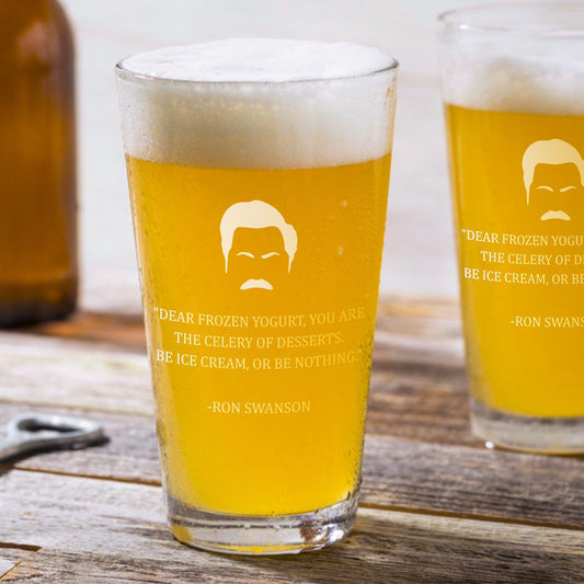 Ron Swanson  Frozen Yogurt  Pint Glass / Father's Day Gift