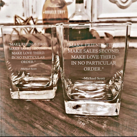 Michael Scott In No Particular Order The Office Whiskey Glass / Father's Day Gift / Valentine's Day Gift