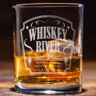Whiskey River Lyric Whiskey Glass Set    / Christmas Gift